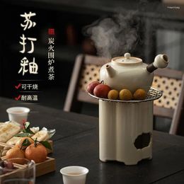 Teaware Sets Soda Glaze Lifting Handle Pot Kettle Stoare Open Fire Charcoal Alcohol Stove Base Tea Set Warm