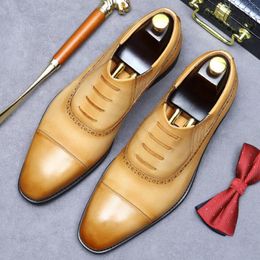 Dress Shoes 24 For Men Silp-on Man Hand Made Footwear Cowhide Office Genuine Leather Business Spring/Autumn Oxford Formal Big Sizes