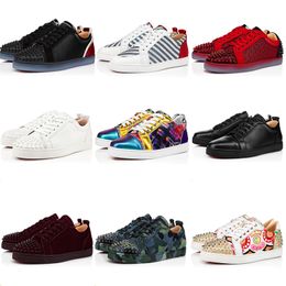 Designer new men's red soled casual shoes casual shoes rivet low nail designer shoes men's and women's fashion soled sneakers sneakers Eur 36-46 plus size 12