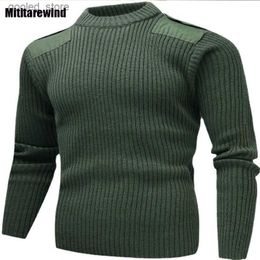 Men's Sweaters European Style Sweaters for Men Winter Long Sleeve Warm Woollen Sweaters Youth Male Round Neck Army Green Vintage Sweater Jumpers Q231115
