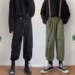 Men's Pants Solid Colour Casual Unisex Safari Style Overalls Loose Straight Leg Gusset Ankle Length Cargo 230414