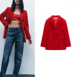 Women's Suits Spring Women's Clothing Western Style Loose And Thin Casual All-match Lapel Long-sleeved Double-breasted Suit Jacket