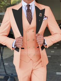 Men's Suits Blazers Gwenhwyfar 2023 Single Breasted Groommen Peach Lavender Groom Tuxedo Black Lapel Men Wedding Man Blazer 231114