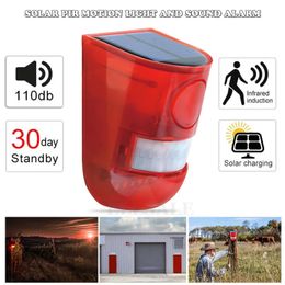 Other Sporting Goods Solar Powered Infrared Motion Sensor Detector Siren Strobe Alarm System Waterproof 110dB Loud For Home Yard Outdoor Security 231114