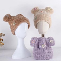 Berets 2023 Pile Cap Japanese Hat Bear Ears Caps Candy Colored Wool Knitted Skiing Big Korean Y2k Lambhair Cute