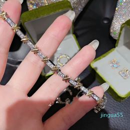Wedding Bracelet Jewelry 18K White Gold Fill Round Cut Cubic Zircon Diamond Gemstones Party Women Bangle