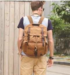 Backpack Fashion Vintage Canvas Large Capacity Waterproof Backpacks Men And Women Bags Hiking Students Casual For Travel Camping