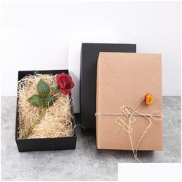 Gift Wrap White/Black/Brown Large Kraft Paper Packaging Box Cardboard Handmade Socks Underwear 28X18X8Cm Lx0661 Drop Delivery Home G Dh9Zx