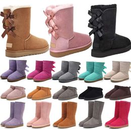 designer boots australia slippers tasman womens platform winter booties girl classic snow boot ankle short black chestnut pink Bowtie shoes size 4-14