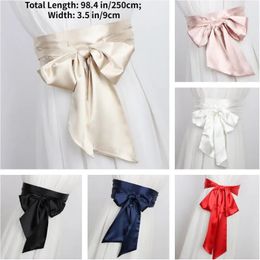 Belts Satin Silk Wide Belt Women 250cm Long Japanese Style Lace Up Waistbands Satin Corset Belts Ribbon Cummerbund 231115