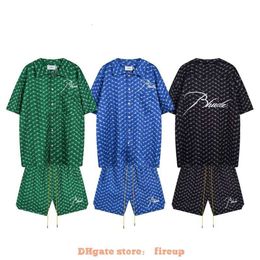 Designer Fashion Clothing Mens Tees Tshirt Rhude Summer New High Street Embroidery Letter Loose Casual Short Sleeve Shirt Men's Women's Sports Set