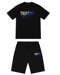 Mens Trapstar t Shirt Short Sleeve Print Outfit Chenille Tracksuit Black Cotton London Streetwear Classic design 79ess