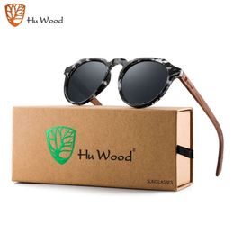 Sunglasses HU WOOD Wooden Sunglasses Men Polarised Luxury Brand Vintage Glasses Women UV400 Protection Fashion Gafas De Sol GR8048 231114