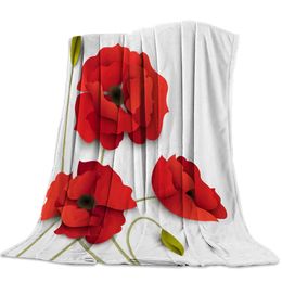 Blankets Ink Painting Poppy Bed Cover Coverlet Blanket Flannel Fleece Throws Skin Friendly Decorative Relaxing Velvet Cosy 231115