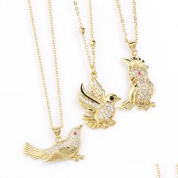 Pendant Necklaces Voleaf Copper Cute Brid Pendant Necklace For Women Cubic Zirconia Gold Plated Jewelry With Animal Charm Vne113 Drop Dhzax