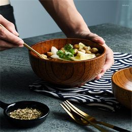 Bowls Natural Wooden Rice Bowl Japanese Soup Salad Noodle Home Handicraft Decoration Kids Eco Friendly Kitchen Tableware