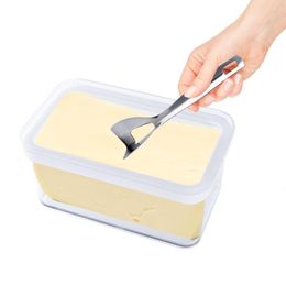 Storage Bottles Clear Butter Dish With Lid Large Covered Airtight Container Keeper Stainless Steel Knives