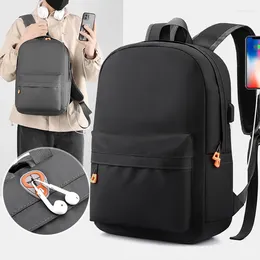 Backpack Large Capacity Men's Business Fashionable Solid Colour Travel Rucksack Laptop Backpacks School Bags With Usb Daily Life