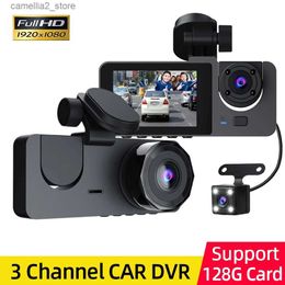 car dvr Dash Cam for Car Camera Video Recorder Dashcam DVRs Black Box 3 * Lens DVR with Rear View Camera 24H Parking Monitor 3 Channel Q231115