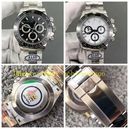 2 Colour Mens Chronograph Watches Men 40mm Panda White Dial 116500 Ceramic Bezel CLEAN CAL.4130 Movement 904L Steel Ultra-thin 40mm x 12.5mm Sport Watch