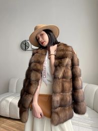 Women's Fur Faux Fangtai 2023 Fashion Winter Warm Luxury Natural Real Russian Sable Coat Women Jacket Special Offer 231114