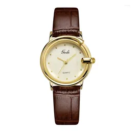 Wristwatches Light Luxury Genuine Leather Quartz Watch For Small And Medium Sized Ladies With High Grade Fabric Texture Wristwatch