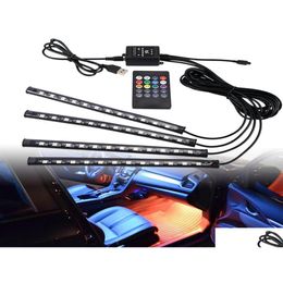 Kit Xenon nascosti Strisce LED per auto 364872 Ambient Rgb Usb 12V Lampada decorativa per interni App Modalità remota wireless9209698 Drop Delive Dhrdn