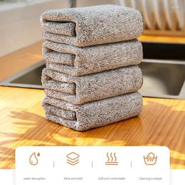 Towel Thickened Bamboo Charcoal Dishcloth Absorbent Cleaning Cloth Microfiber Kitchen Non-stick Oil Rag Bathroom Tools