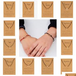 Charm Bracelets Voleaf 12 Zodiac Sign Astrology Horoscope Bracelet For Women Simple Fashion Woven Mini Jewellery Gift Lover Vbr132 Drop Dh2Ik