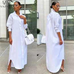 Casual Dresses Luxury Designer White Chiffon Shirt Long Elegant Young Fashion Full Sleeve Women Straight 230414