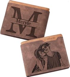 Wallets Men's Engraved Po Custom Picture & Text Wallet Personalised Birthday Christmas Father's Day Gifts For Him Husband