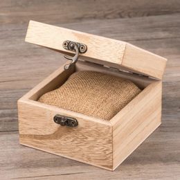 Watch Boxes Cases Travel DIY Unpainted Wooden Watch Case Square Jewellery Display Box Chest Packing Box Single Slot Wood Watch Box Storage Holder 231114