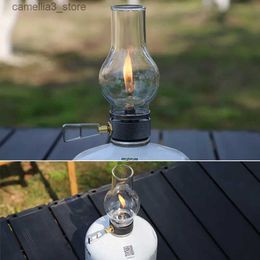 Camping Lantern Camping Lamp Gas Candle Light Retro Glass Lampshade Atmosphere Light Outdoor Tent Lantern for Hiking Backpacking Picnic Fishing Q231116