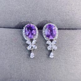 Stud Earrings Natural Real Amethyst Earring Flower Style 925 Sterling Silver 5 7mm 0.9ct 2pcs Fine Jewelry J231171