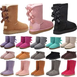 designer boots australia slippers tasman womens platform winter booties girl classic snow boot ankle black chestnut pink Bowtie Soft and thick shoes size 4-14