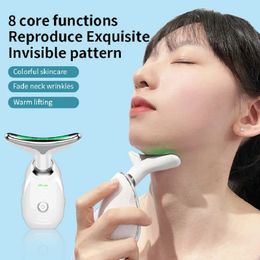 Face Care Devices Neck Beauty Device Colorful LED Pon Therapy Skin Tighten Reduce Double Chin Anti Wrinkle Remove Lifting Massager 231115