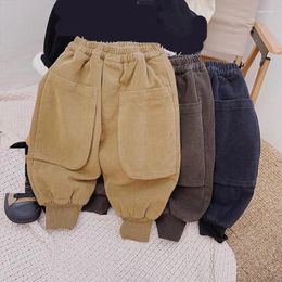 Trousers Boys Pants Thick Warm Fleece Solid Kids Autumn Winter Clothes Children For Baby Boy Toddlers Gongzhuangku