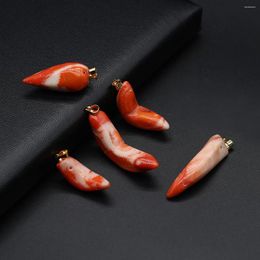 Pendant Necklaces 1pc Natural Stone Red Coral Pendants Chilli Shape Imitation For Jewelry Making DIY Women Necklace Earring Party Gifts