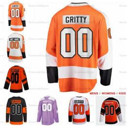 Passen Sie Herren Damen Kinder 00 Gritty Hockey-Trikots Schwarz Orange individuelles Shirt Damen Jugend genähtes Trikot an