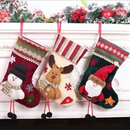 Christmas Decorations Christmas Sock Kids Candy Bag Gift Santa Claus Snowman Socks Xmas Tree Ornament Christmas Stocking Decoration for Home YQ231115