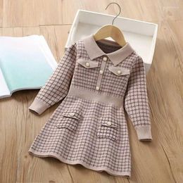 Girl Dresses Autumn WinterGirls Dress Knitting Sweater Long Sleeve Princess Vestidos Toddler Clothes Kids Clothing 2-6Y