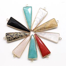 Pendant Necklaces Brand Natural Cone Pendants Plating Phnom Penh Painting Stone Turquoise Plane Triangle Reiki Charms Jewelry Accessories