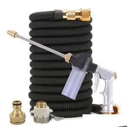 Other Garden Supplies Water Hose Expandable Double Metal Connector High Pressure Pvc Reel Magic Pipes For Farm Irrigation Car Wash D Dh8Qm