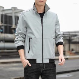 Men's Jackets Brand Fashion Men Spring Autumn Jacket Classic Style Stand Collar Male Casual Coats Black Grey Colours Size M-4XL