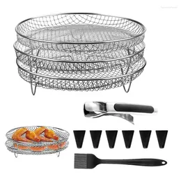 Double Boilers Stackable Air Fryer Rack Round Cooling Stainless Steel Cooking Steamer Basket Roasting For Oven Item