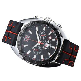 Wristwatches Sport Quartz 6 Pins Multifunction Stainless Steel Men Watch Man Rubber Calendar Wristwatch Factory SalesWristwatches