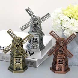 Decorative Figurines Vintage Bronze Dutch Windmill Model Metal Statue Furniture Article Home Decoration