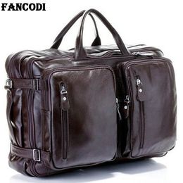 Evening Bags Fashion MultiFunction Full Grain Genuine Leather Travel Bag Men's Luggage Duffle Large Tote Weekend 231115