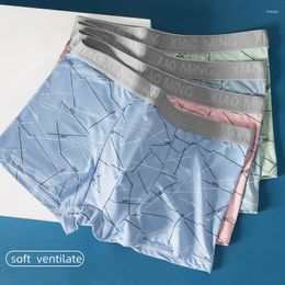 Underpants Man Line Printing Underwear Men Solid Cotton U Convex Panties Comfortable Shorts Breathable Briefs Lingerie 4XL