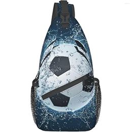 Backpack Soccer Ice Water Black And White Blue Sports Crossbody Shoulder Adjustable Chest Bag Lightweight Casual Daypack